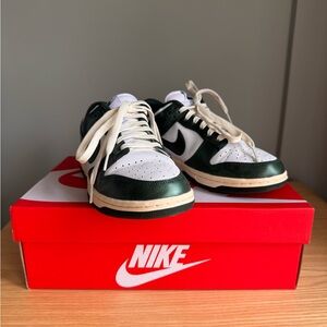 Nike Women’s Green and White Low Dunks